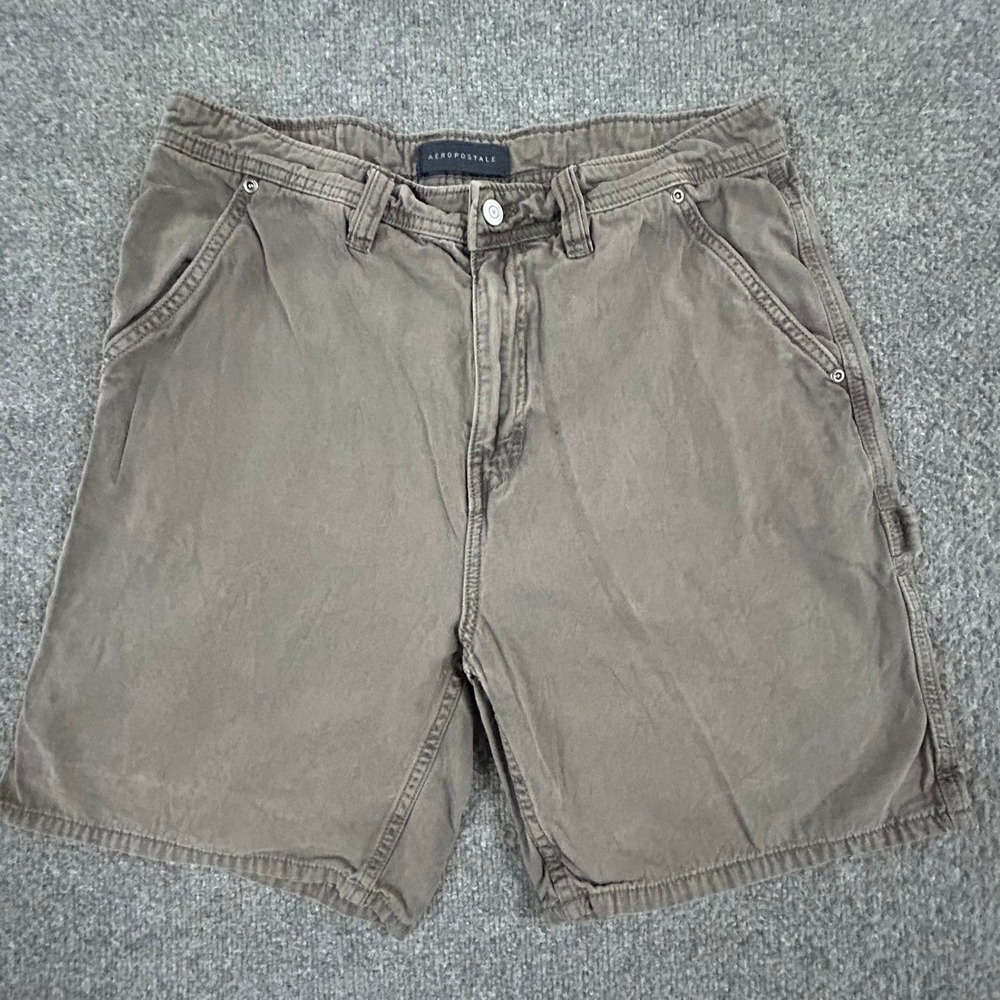 Aeropostale Carpenter Shorts Mens Size M Gray Cotton Utility Multi Pocket Casual